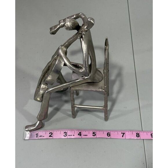 Metal Sculpture Musician 9” Cellist Soloist Metal Art Deco Abstract Gifting - Picture 8 of 8
